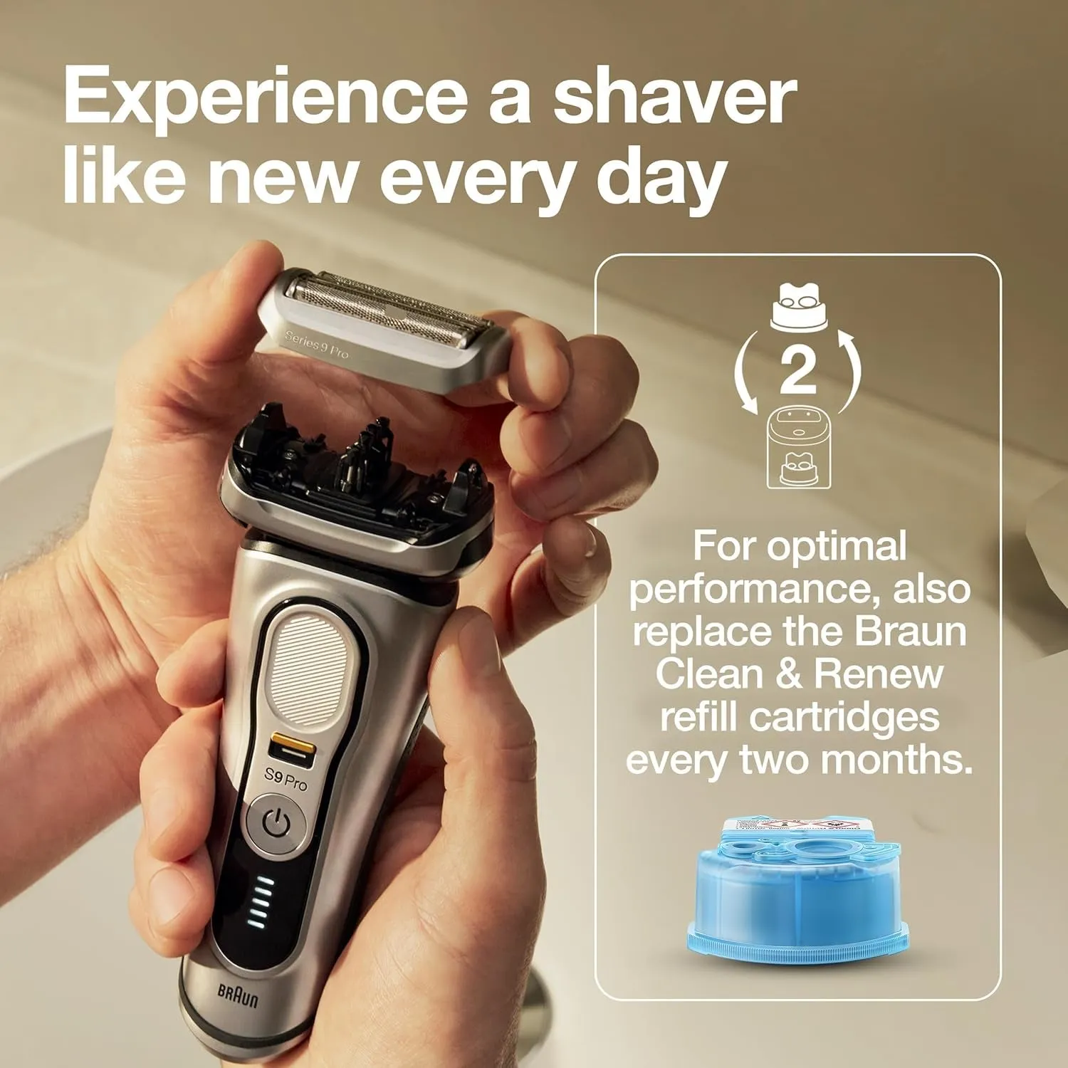 Shaver Head Replacement Part 94M Silver, Compatible with Series 9 Pro and Series 9 Electric Razors for Men