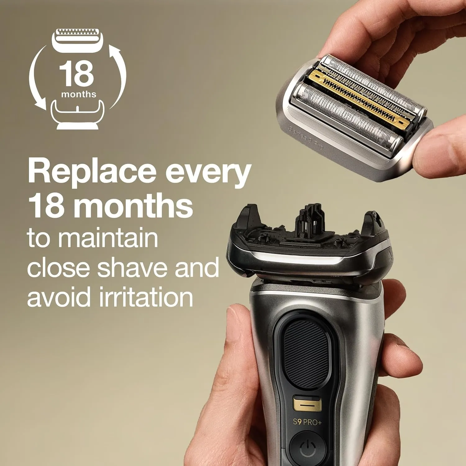 Shaver Head Replacement Part 94M Silver, Compatible with Series 9 Pro and Series 9 Electric Razors for Men