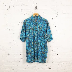 Shells Pattern Short Sleeve Shirt - Blue - XL