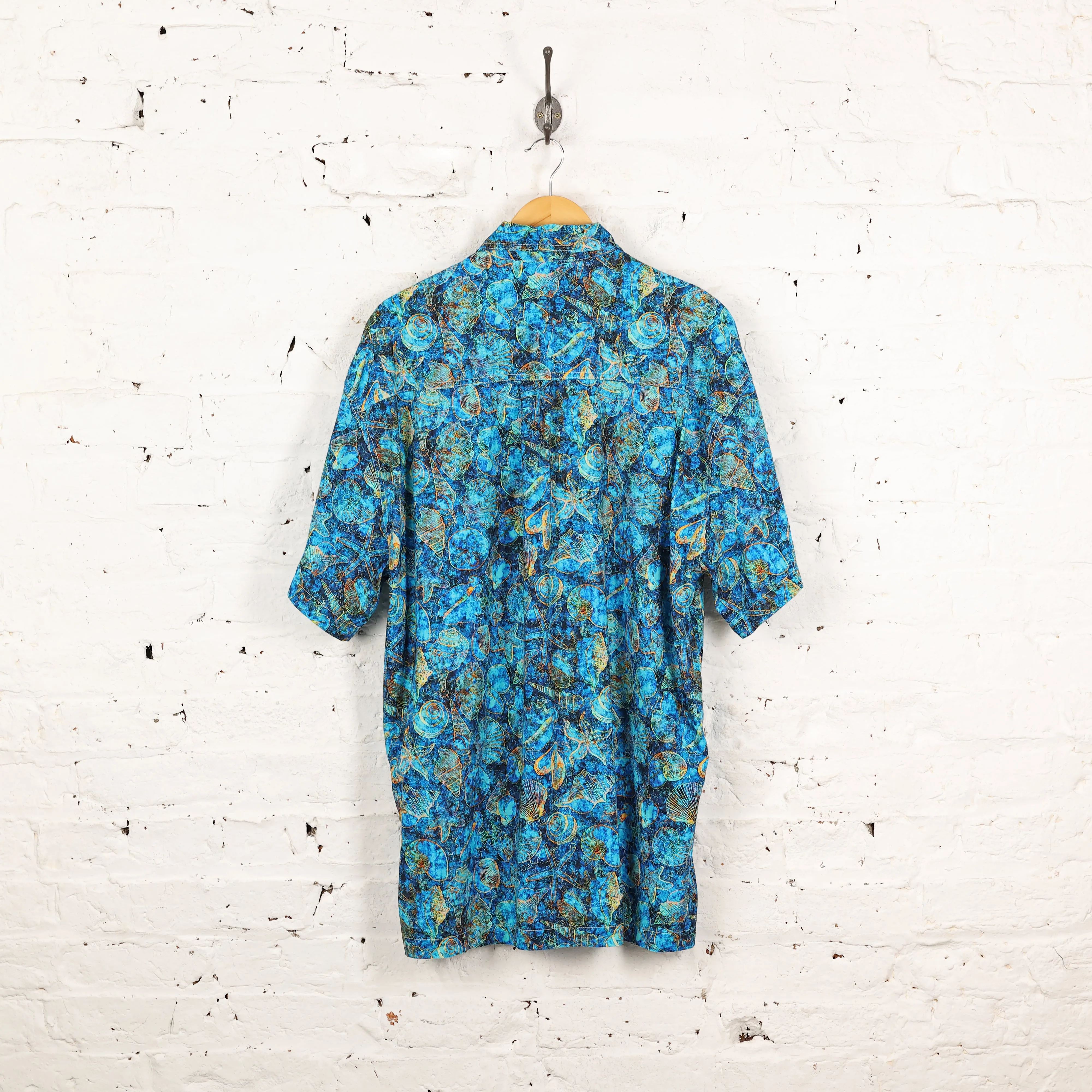 Shells Pattern Short Sleeve Shirt - Blue - XL