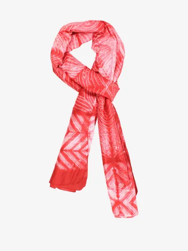 Shibori Silk handmade Bright Red scarf