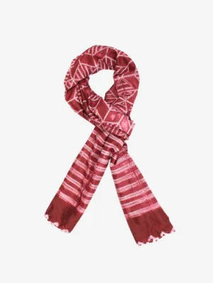 Shibori Silk handmade Burgandy scarf