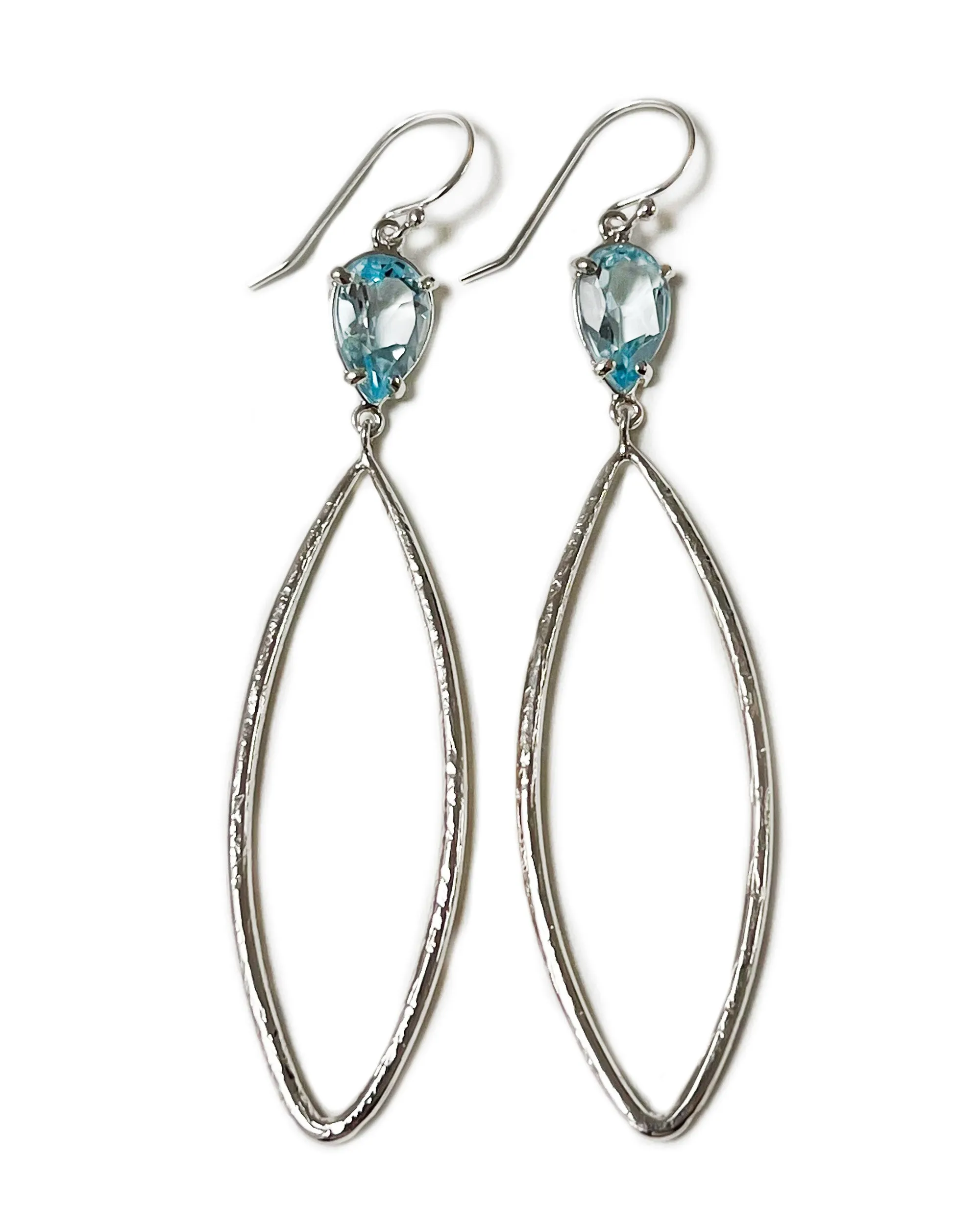 Shimmer Teardrop Earrings in Aqua Quartz