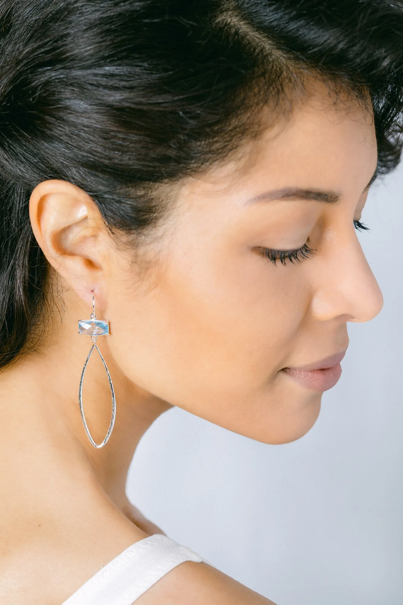 Shimmer Teardrop Earrings in Blue Quartz