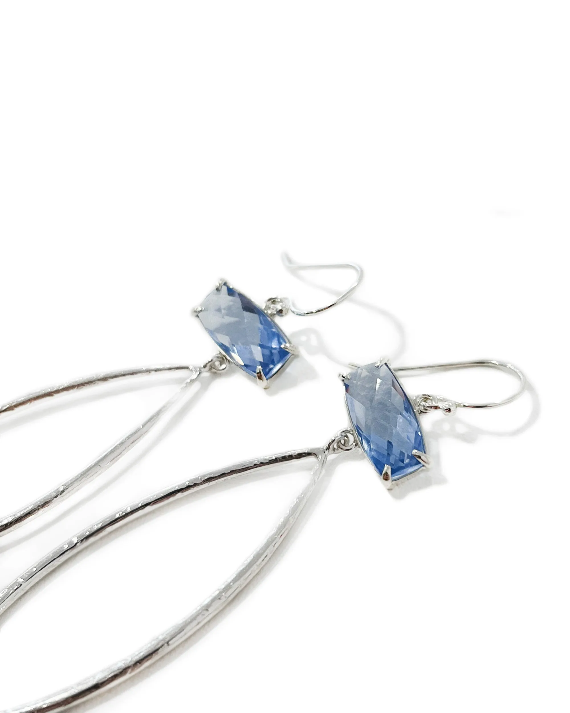 Shimmer Teardrop Earrings in Blue Quartz