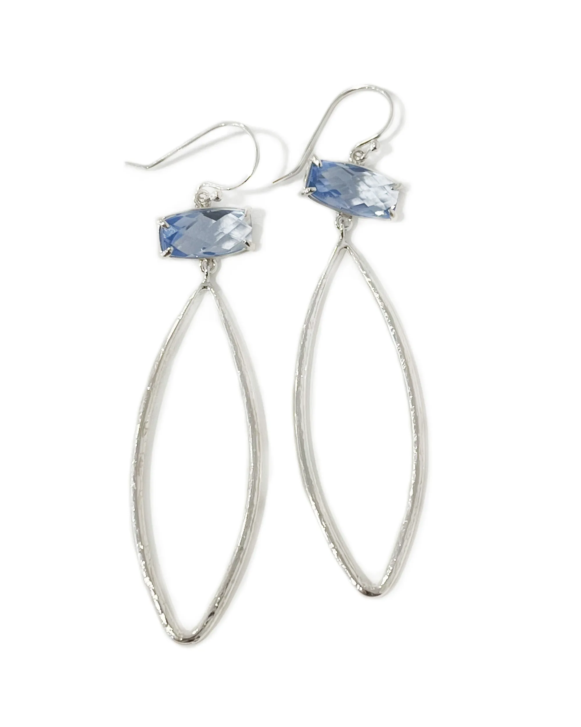 Shimmer Teardrop Earrings in Blue Quartz