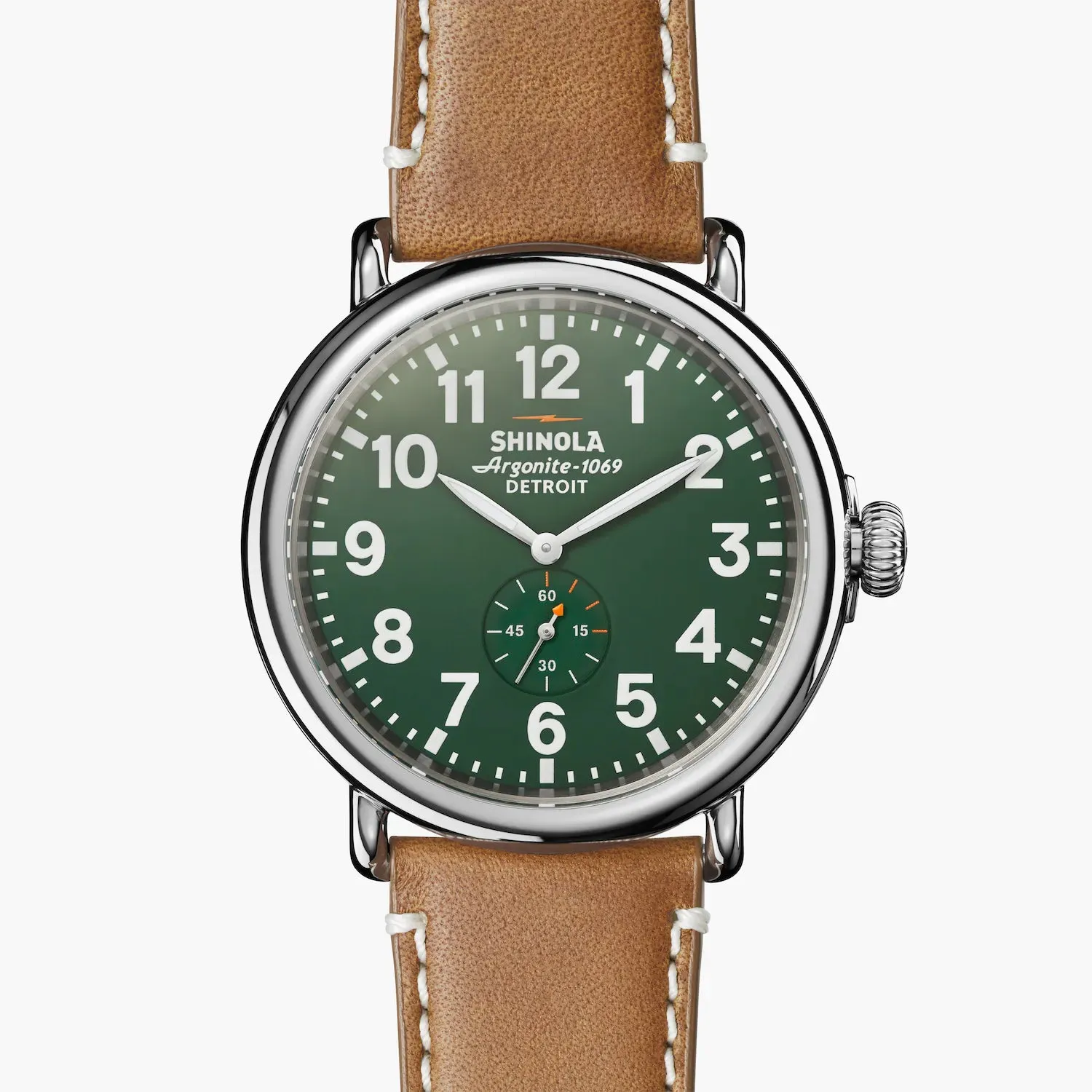 Shinola, The Runwell 47mm Green Dial Brown Leather