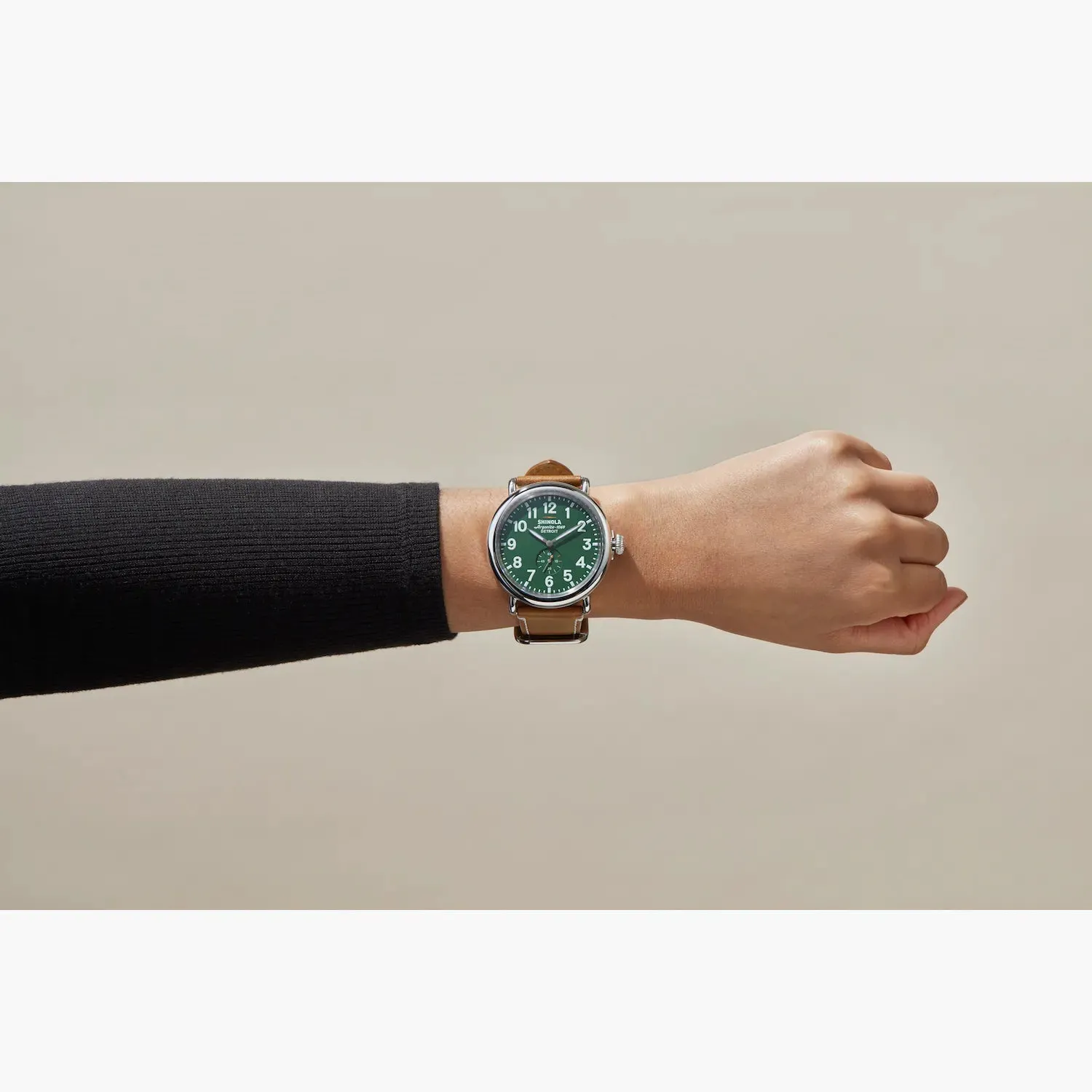 Shinola, The Runwell 47mm Green Dial Brown Leather