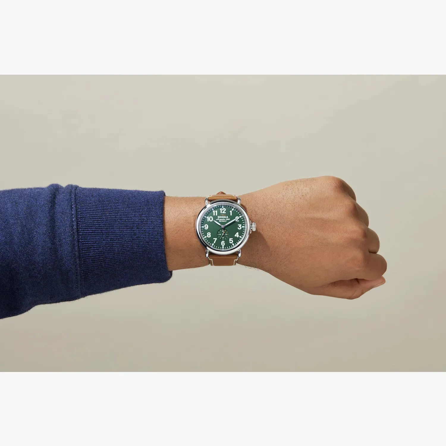 Shinola, The Runwell 47mm Green Dial Brown Leather