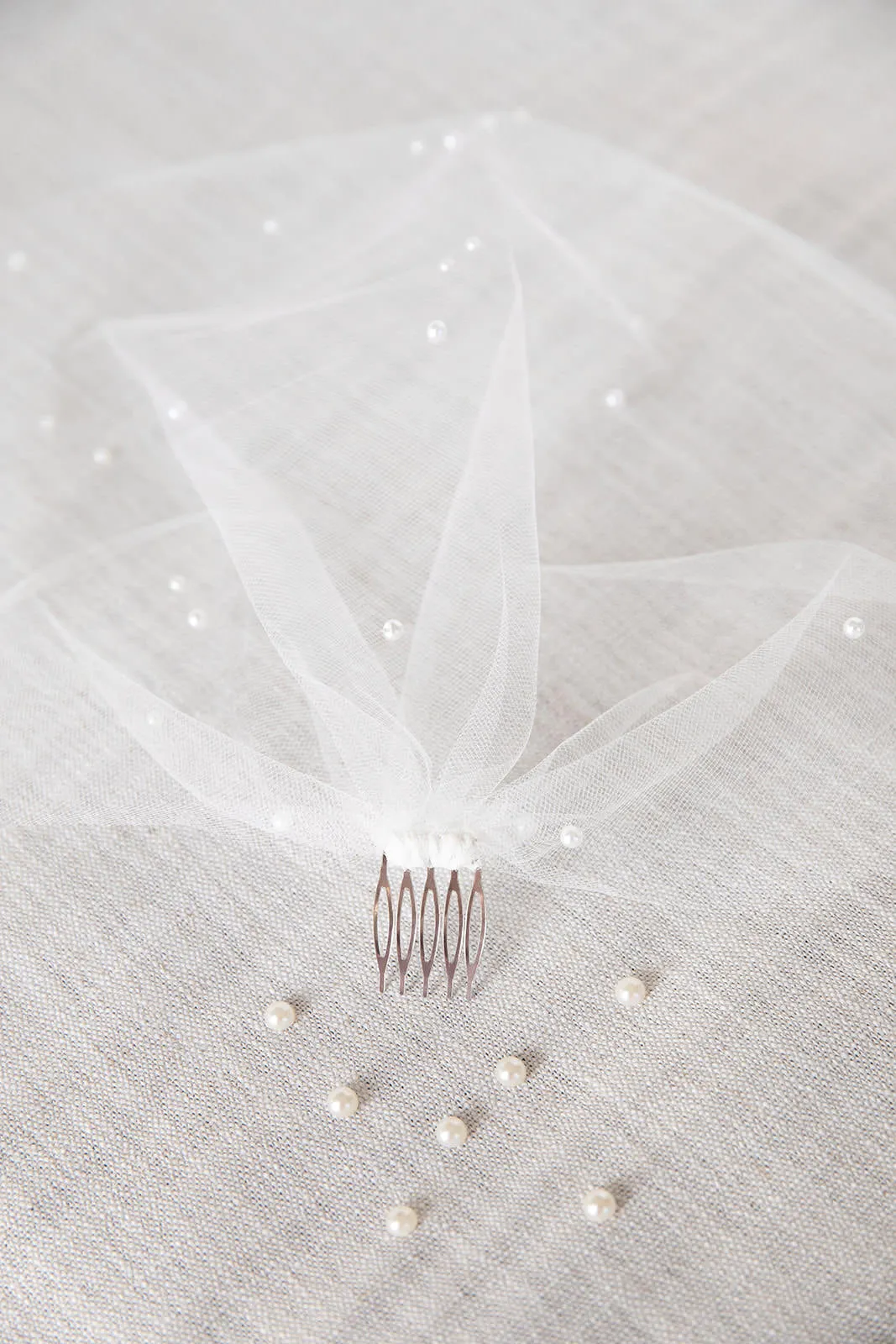 Short Birdcage Wedding Veil with Crystals   Rhinestones