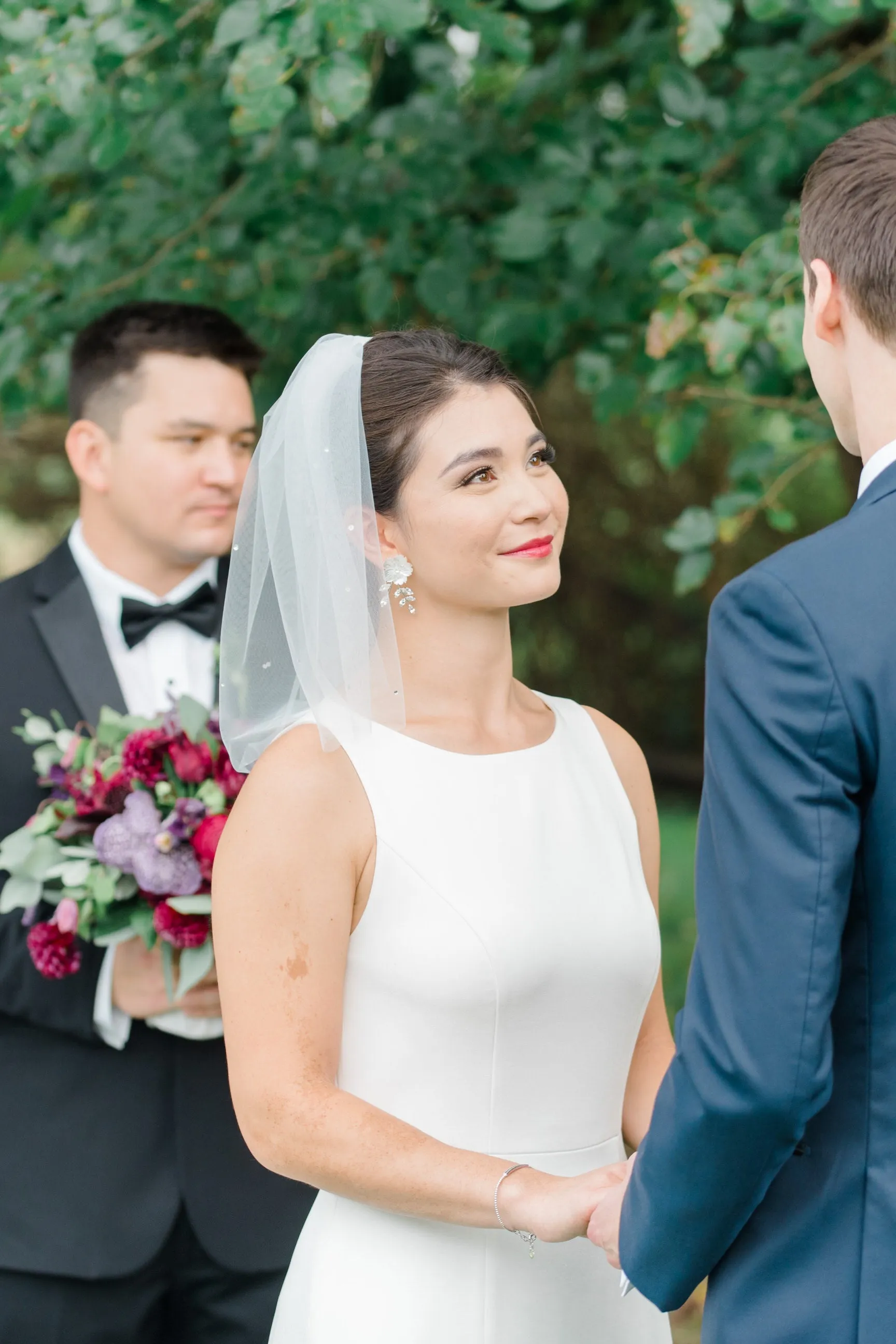 Short Birdcage Wedding Veil with Crystals   Rhinestones