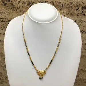 Short Mangalsutra Designs Gold Plated Latest Pendant Black & Gold Beads Single Layer Chain Mangalsutra