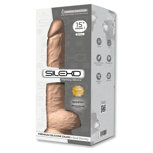 SilexD 15 inch Realistic Silicone Dual Density Huge Dildo with Suction Cup with Balls