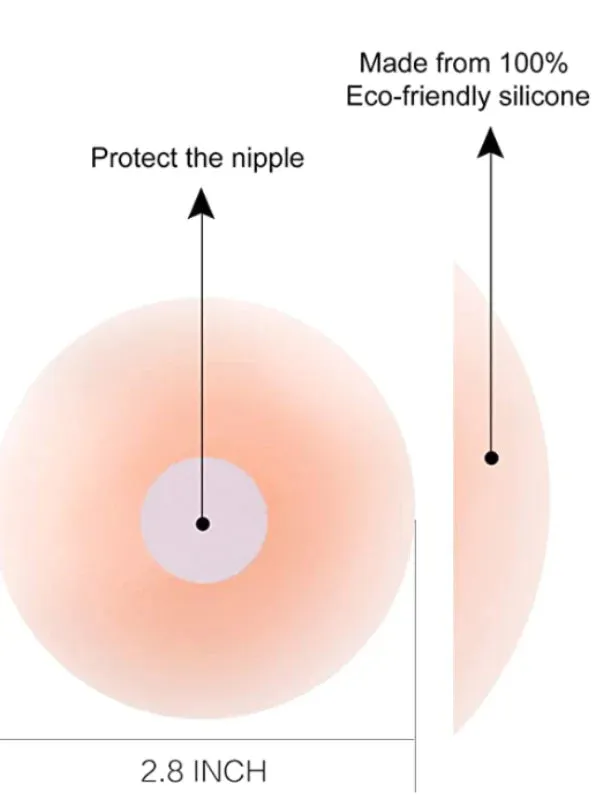 Silicone Nipple Covers - 1 Pair Women's Reusable Adhesive Invisible Pasties Nippleless Covers Round