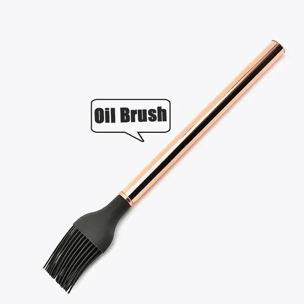 Silicone Non-scratch Cooking Kitchen Utensils Set Rose Gold Stainless Steel Handle