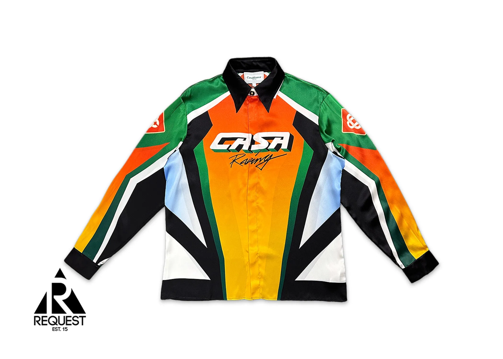 Silk Satin Collar L/S Button Up "Casa Moto Sport"