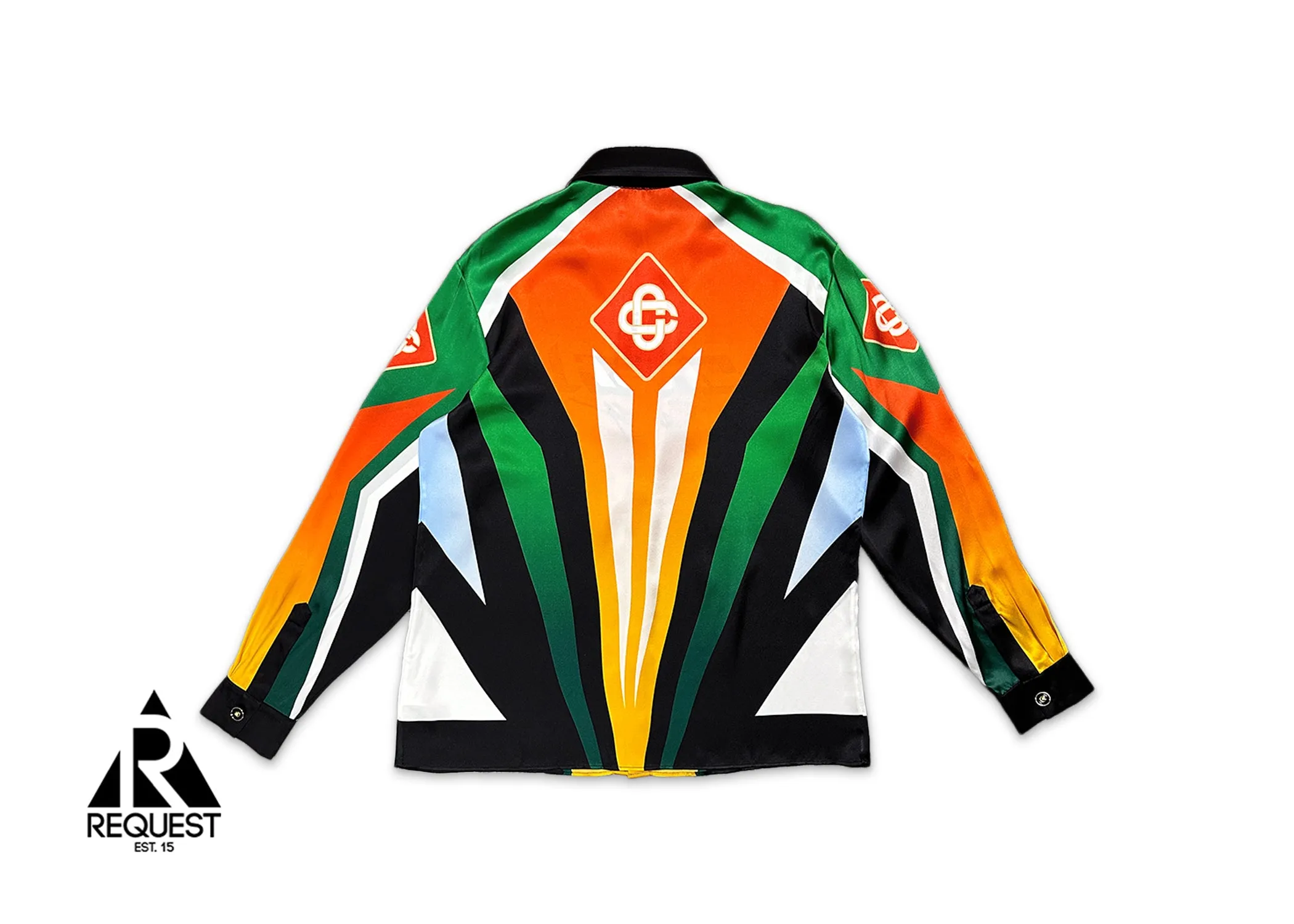 Silk Satin Collar L/S Button Up "Casa Moto Sport"