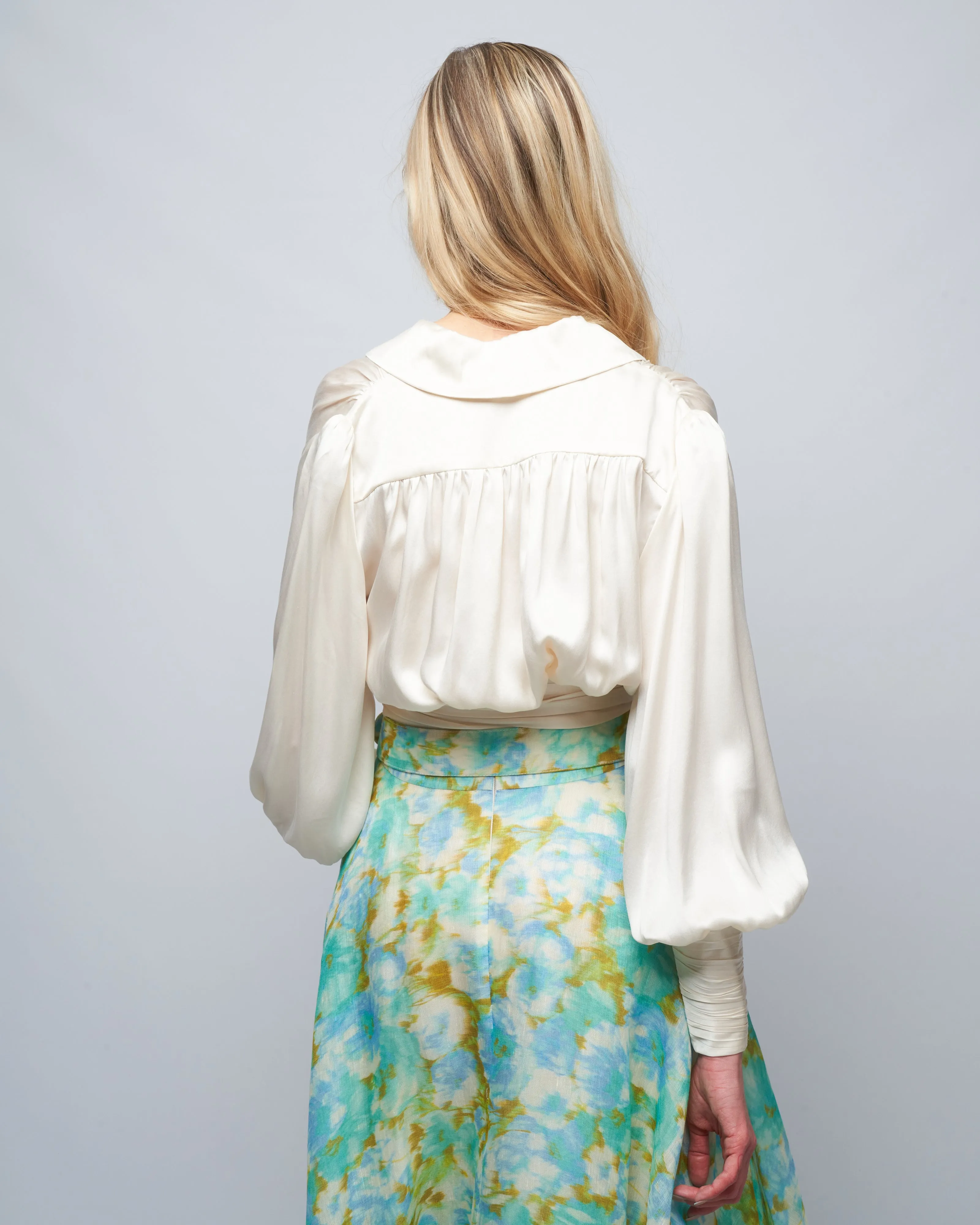 silk wrap blouse - cream