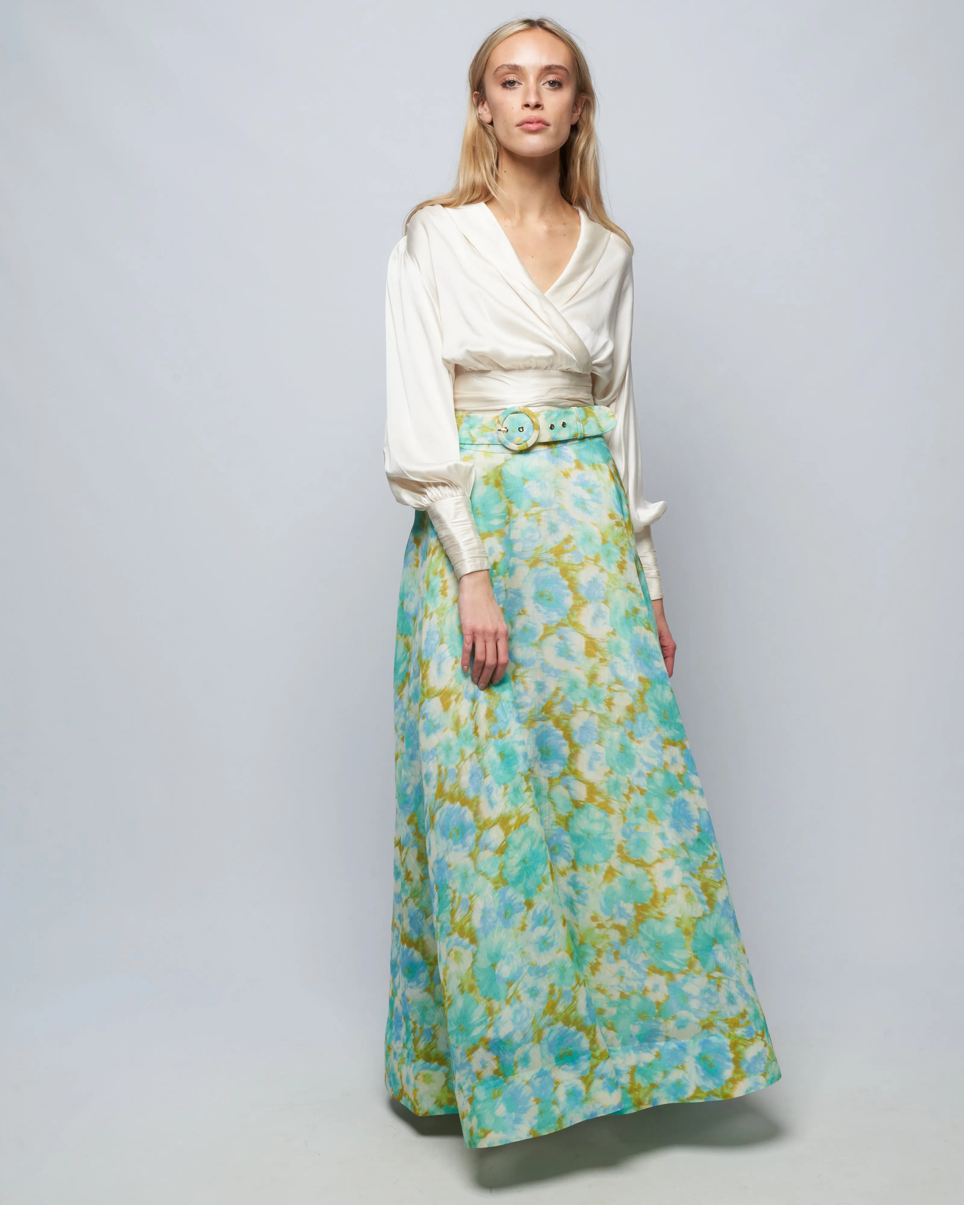 silk wrap blouse - cream