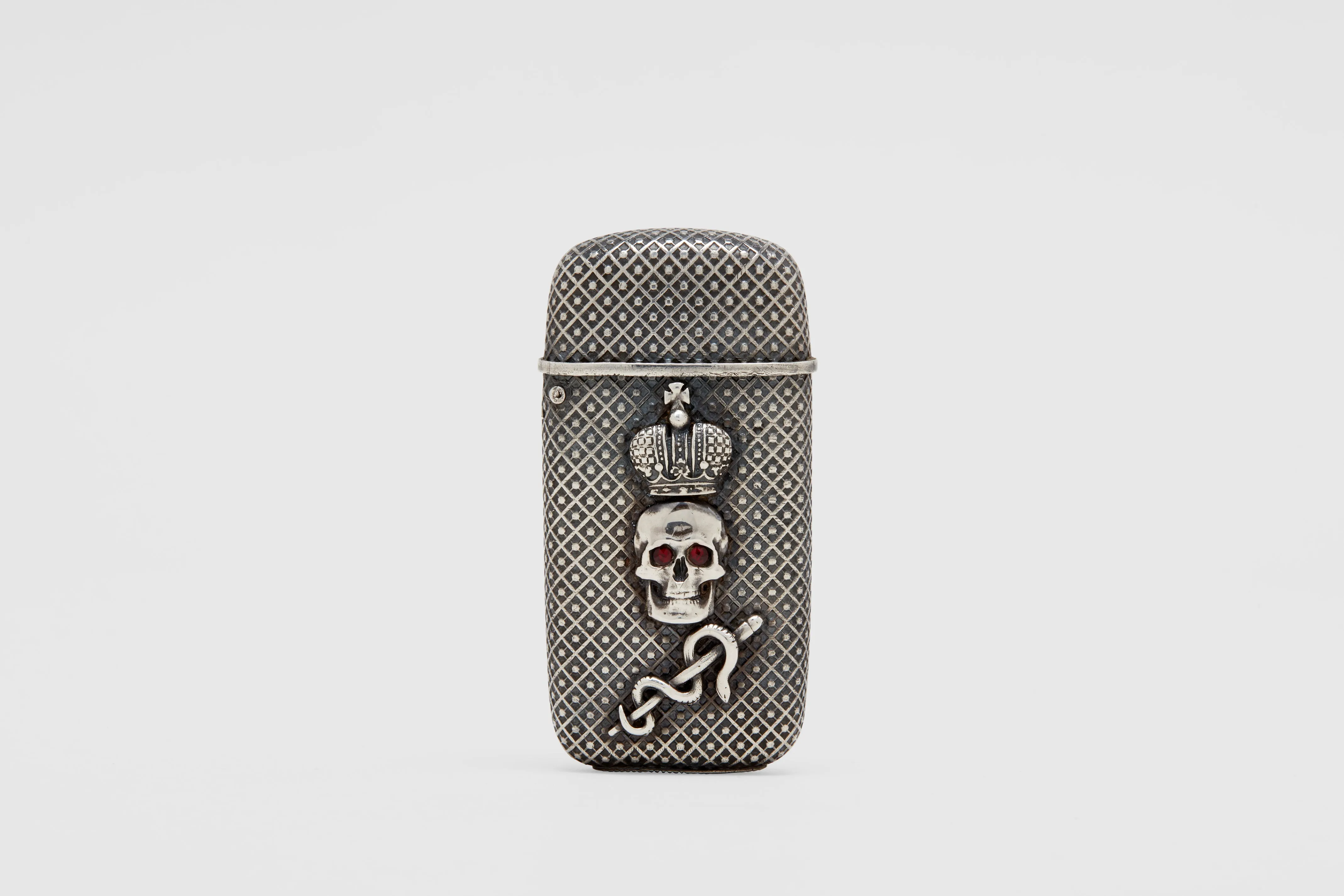 Silver Niello Skull Match Vesta