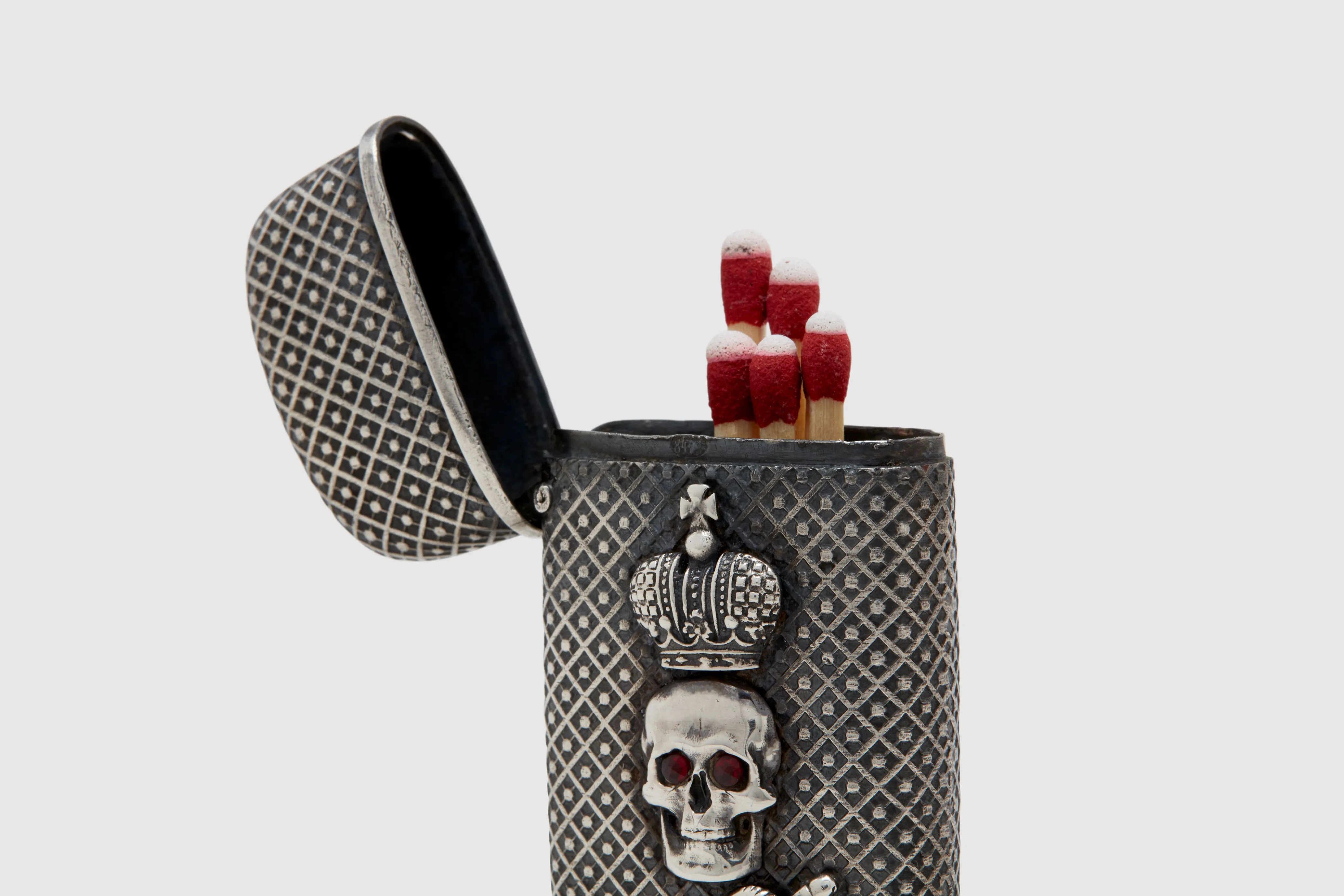 Silver Niello Skull Match Vesta