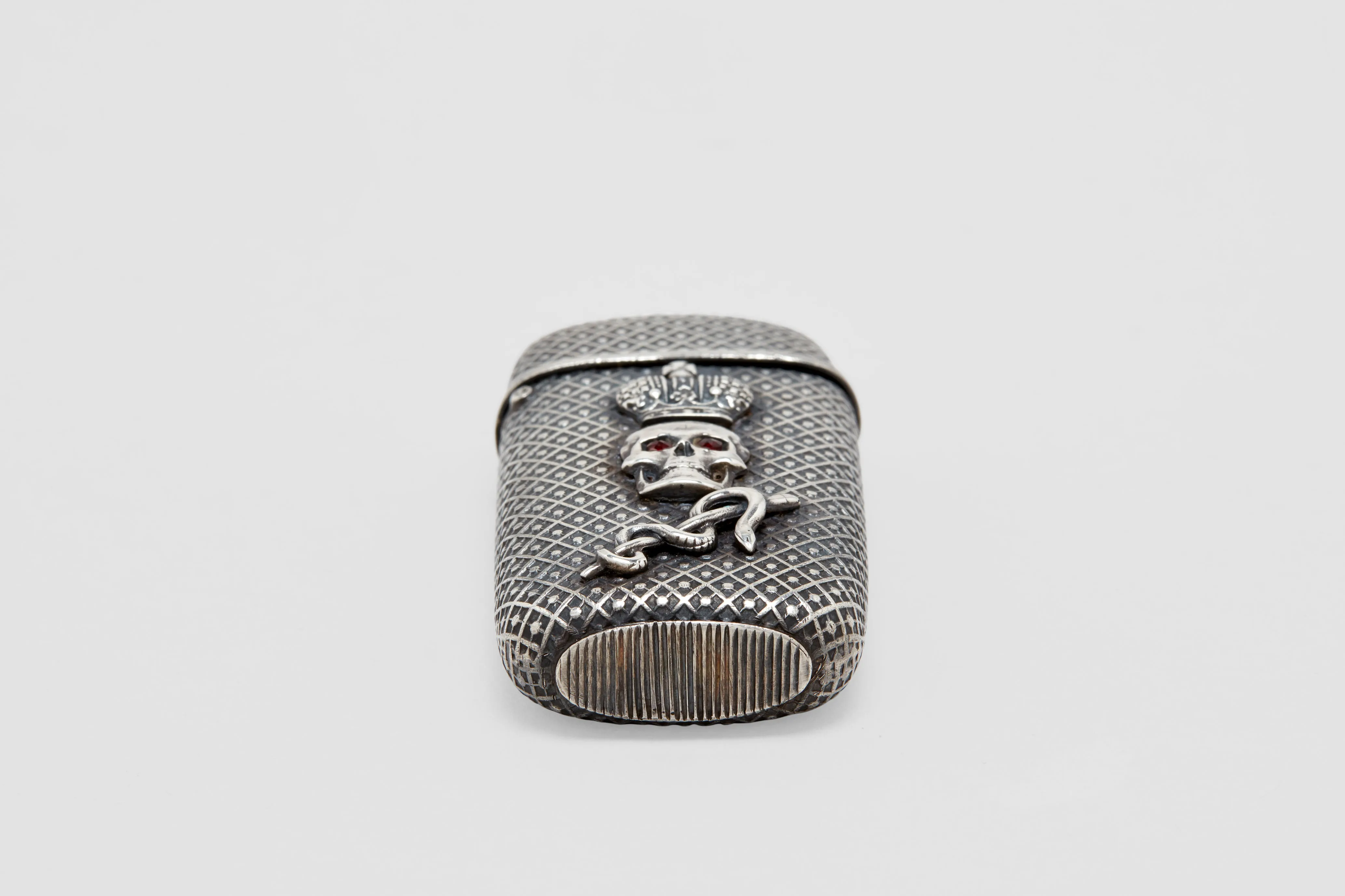 Silver Niello Skull Match Vesta