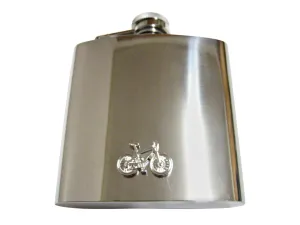 Silver Toned Detailed Bicycle Large Flask