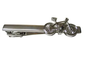 Silver Toned Detailed Bicycle Square Tie Clip