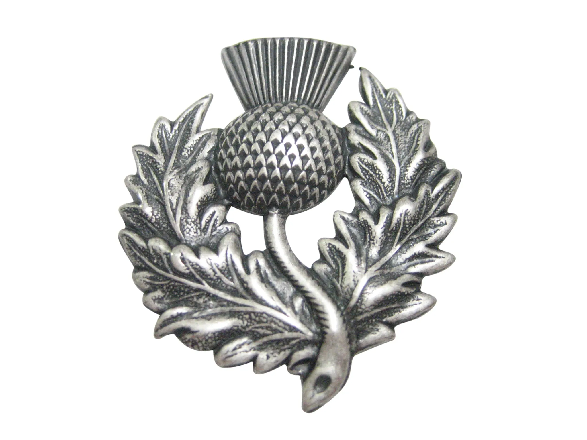 Silver Toned Detailed Large Scottish Thistle Flower Magnet