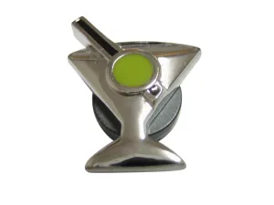 Silver Toned Detailed Martini Glass Magnet