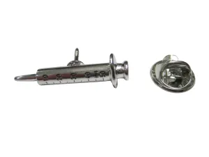Silver Toned Detailed Medical Syringe Needle Lapel Pin