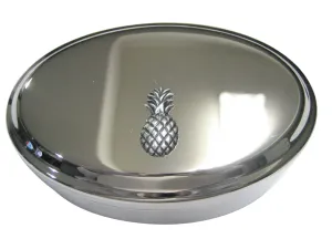 Silver Toned Detailed Pineapple Fruit Oval Trinket Jewelry Box
