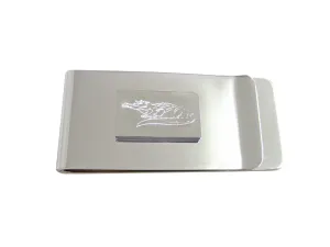 Silver Toned Etched Detailed Alligator Money Clip