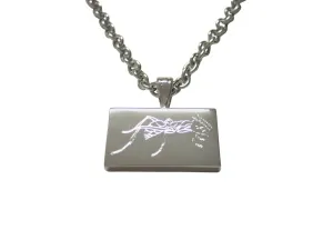 Silver Toned Etched Detailed Ant Bug Insect Pendant Necklace