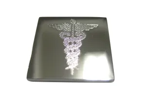 Silver Toned Etched Detailed Caduceus Medical Symbol Magnet