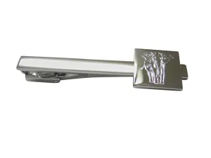Silver Toned Etched Detailed Elephant Square Tie Clip