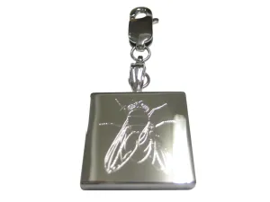 Silver Toned Etched Detailed Fly Bug Insect Pendant Zipper Pull Charm