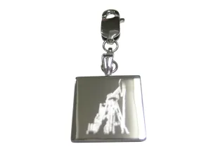 Silver Toned Etched Detailed Oil Drill Pendant Zipper Pull Charm