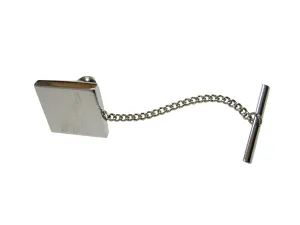 Silver Toned Etched Detailed Oil Drill Tie Tack