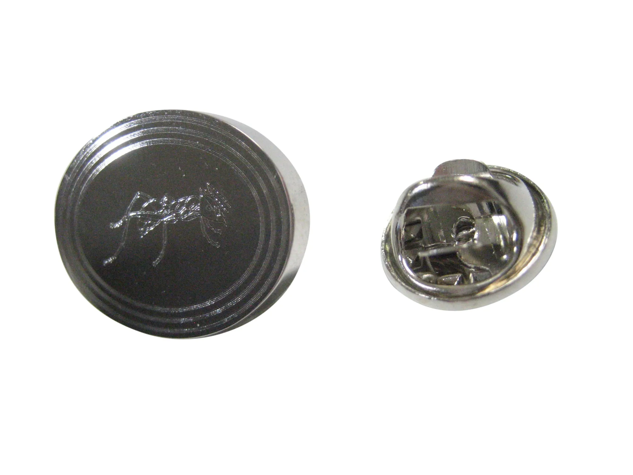 Silver Toned Etched Oval Detailed Ant Bug Insect Lapel Pin