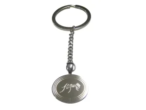 Silver Toned Etched Oval Detailed Ant Bug Insect Pendant Keychain