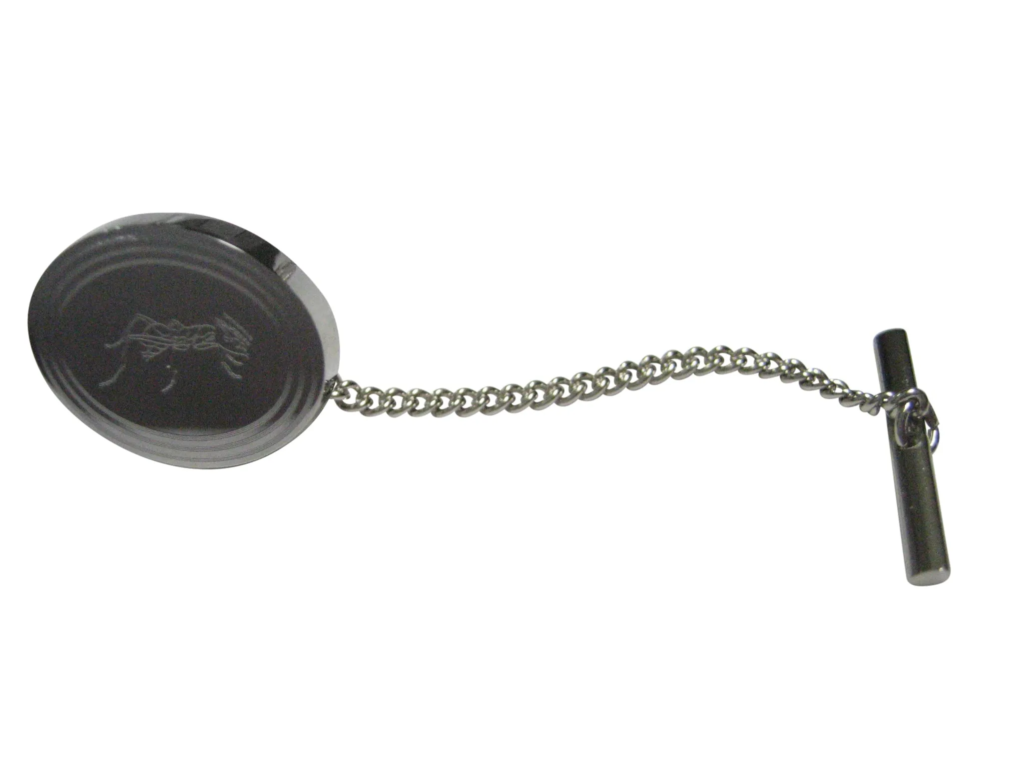 Silver Toned Etched Oval Detailed Ant Bug Insect Tie Tack