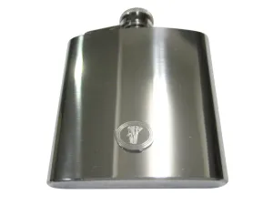 Silver Toned Etched Oval Detailed Elephant 6oz Flask