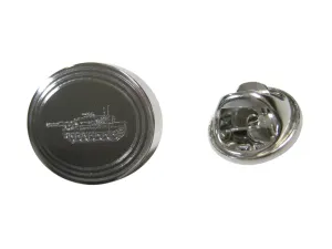 Silver Toned Etched Oval Detailed Tank Lapel Pin
