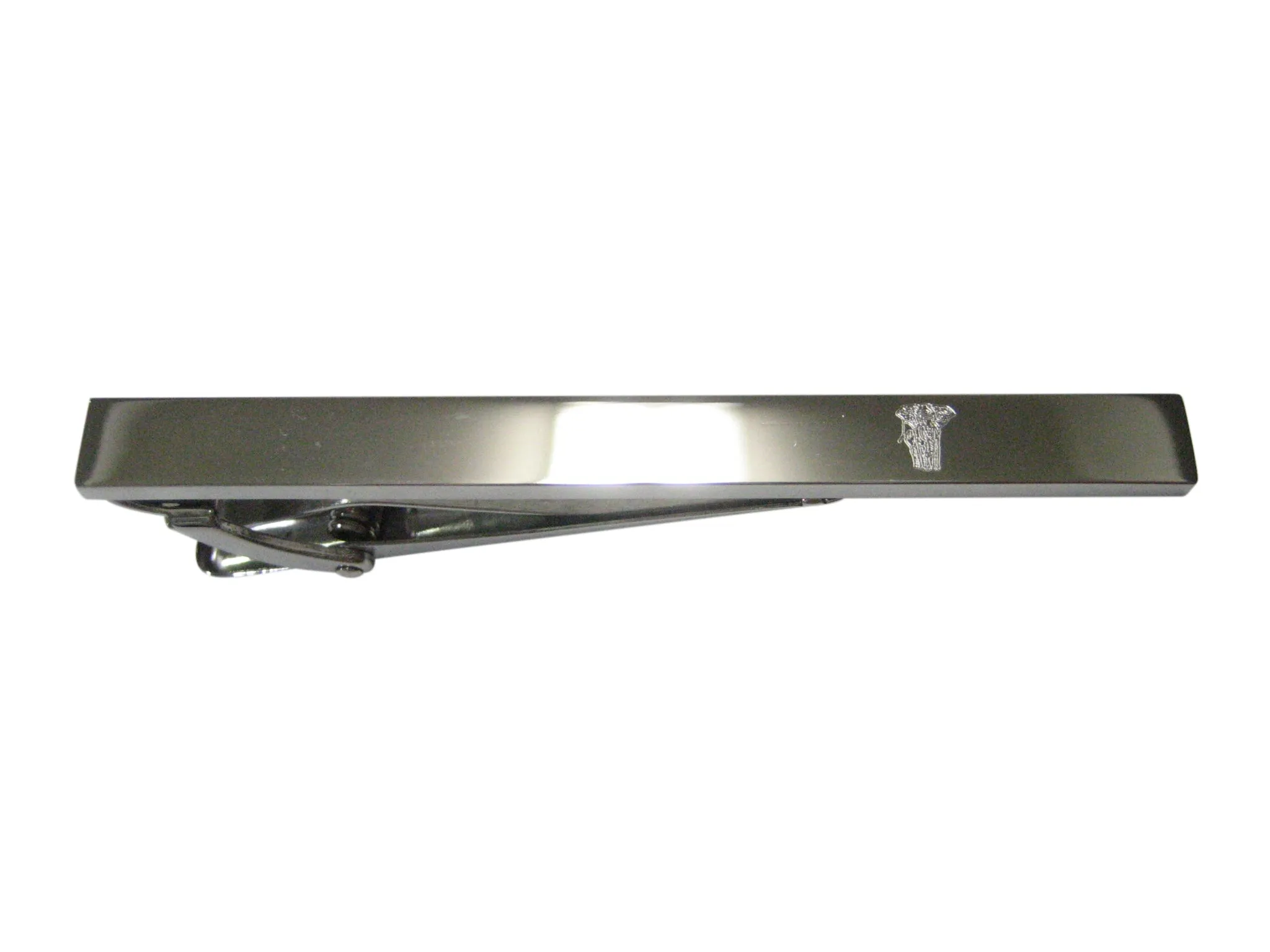 Silver Toned Etched Sleek Detailed Elephant Tie Clip