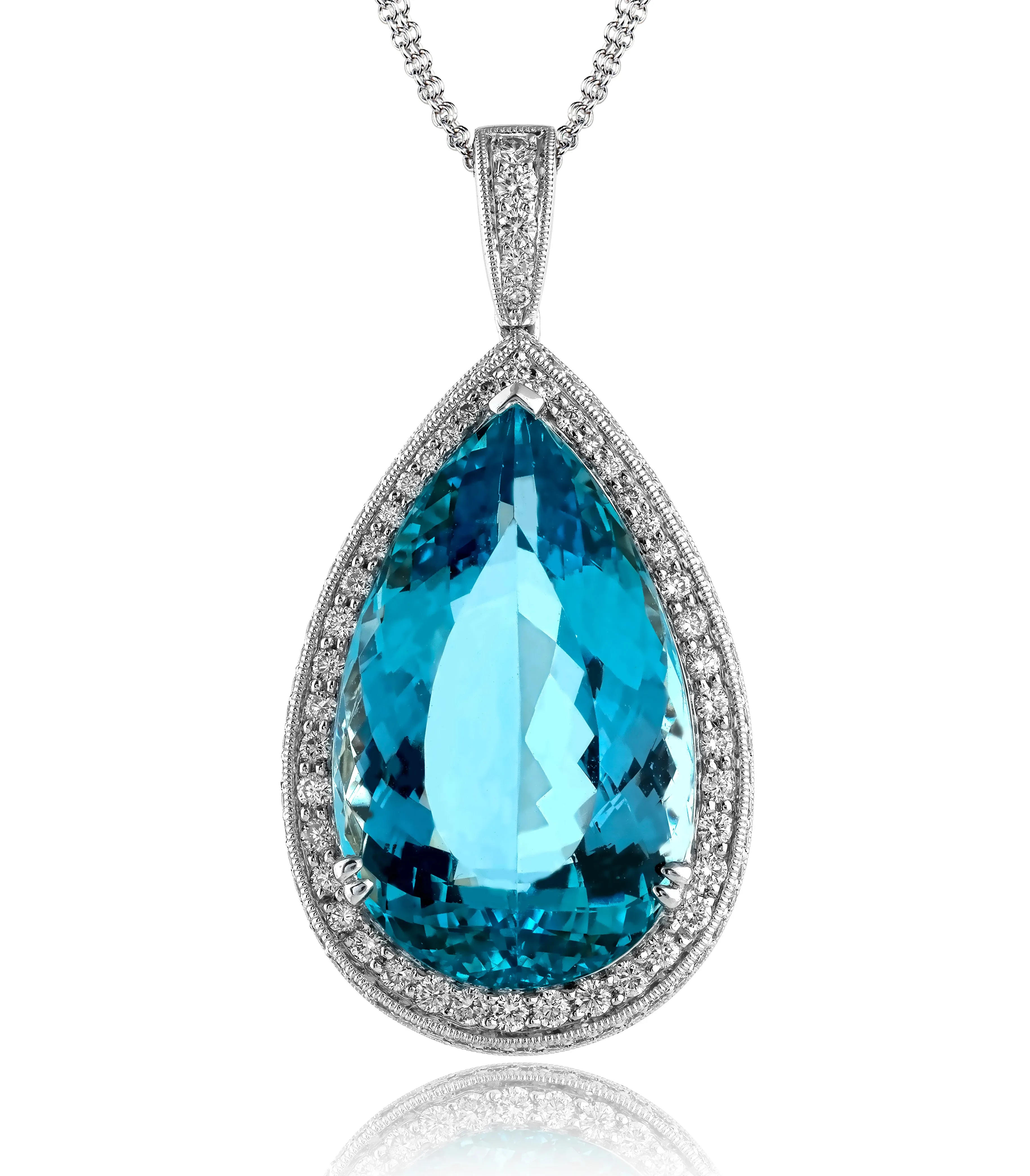 Simon G Aquamarine and Diamond Pendant in 18K White Gold MP1344