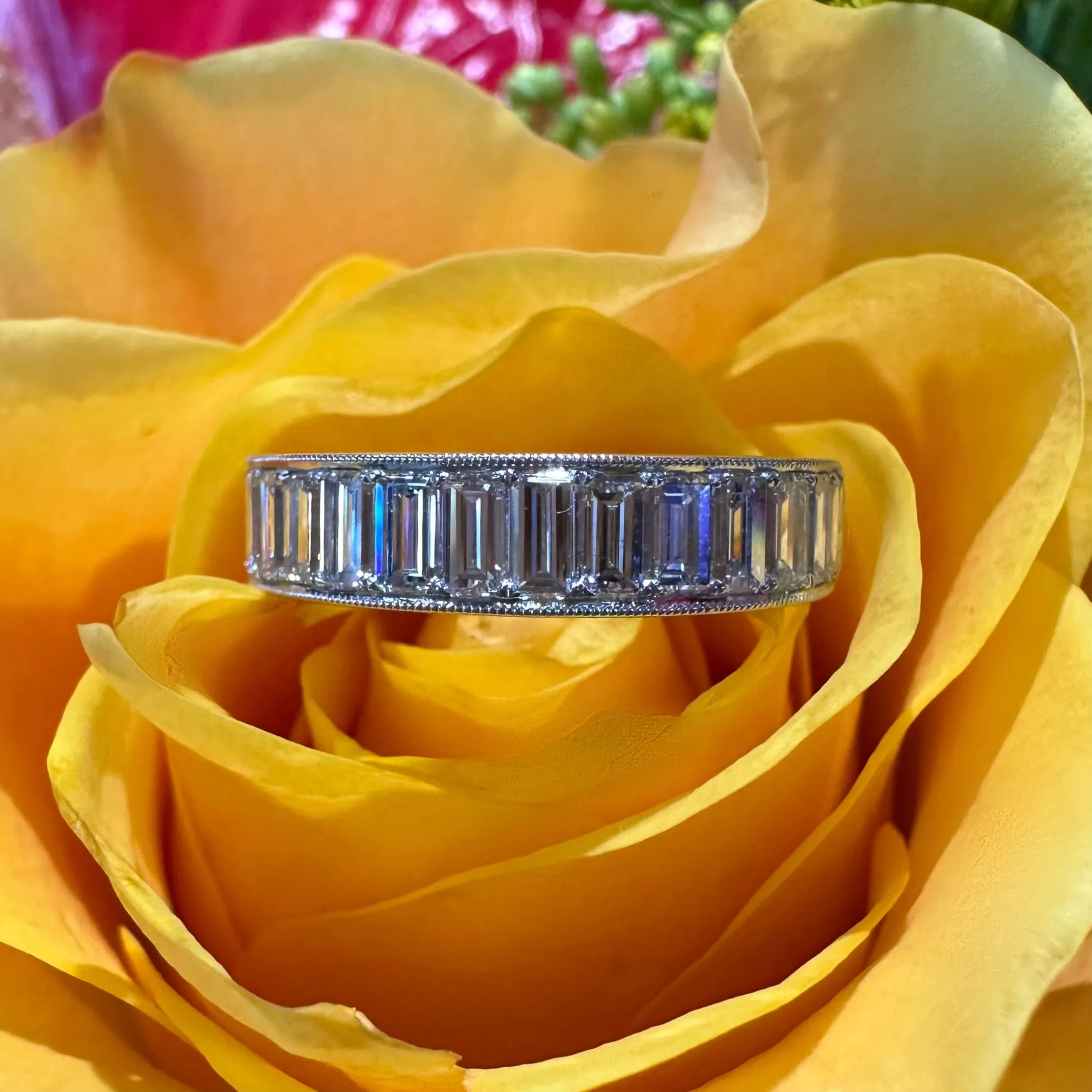 Simon G Diamond Baguette 18K White Gold Band Ring MR4006