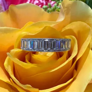 Simon G Diamond Baguette 18K White Gold Band Ring MR4006