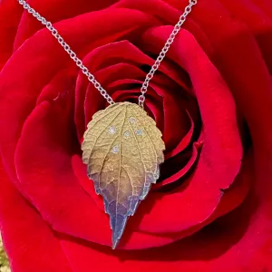 Simon G Leaf Diamond Pendant 18K Yellow Gold Necklace DP184