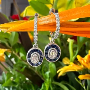 Simon G Sapphire and Diamond Dangle Earrings in 18K White Gold LE4576